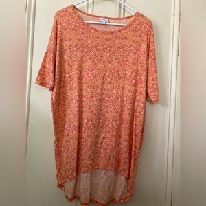 LuLaRoe IRMA Tunic in Sunny Yellow and Orange Print, XS